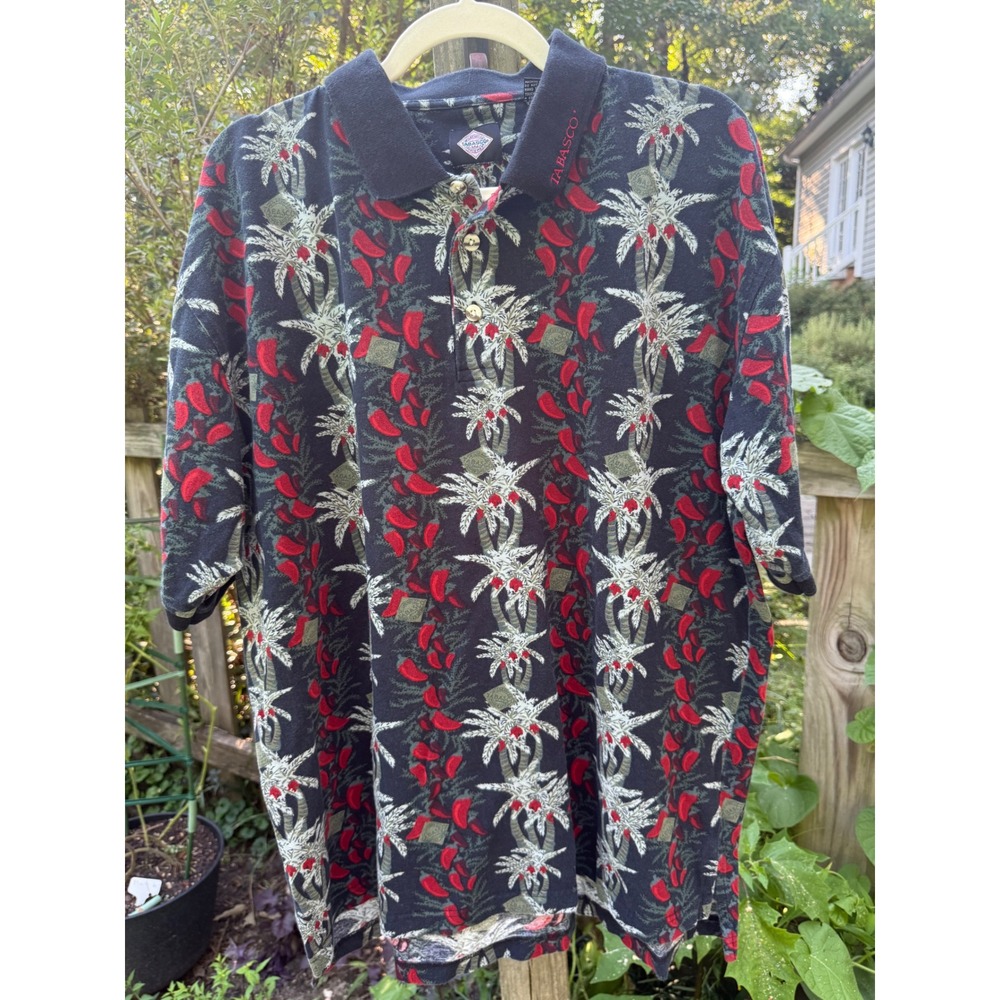 Tabasco Sportsmen XL Polo Shirt Foodie golf dad shirt Novelty Print 100% Cotton